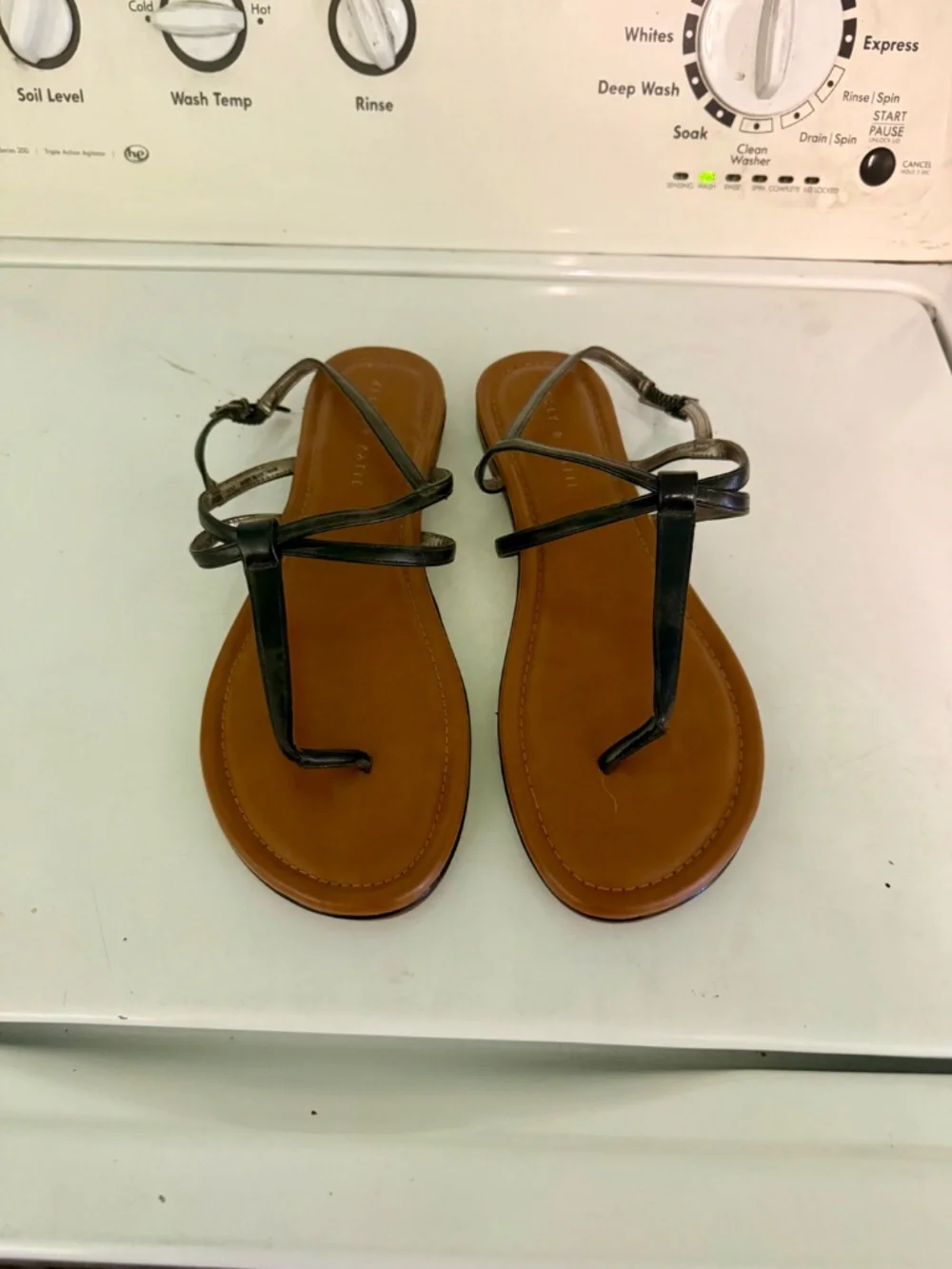 Kelly & Katie Black Sandals with Brown Soles